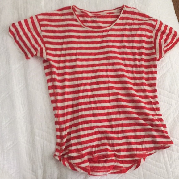 Madewell Red And White Stripe T Shirt 